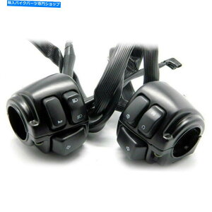 Switches 1 "ハンドルバーコントロールスイッチ+ワイヤーハーネスフィットハーレーソフトアイルブラック 1" Handlebar Control Switches+Wiring Harness Fit For Harley Softail Black