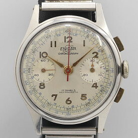 デッドストック級 稼働 良品 エニカ 1100 手巻き クロノ シルバー文字盤 アンティーク 2APT メンズ腕時計 OGH 10538ABC6857400