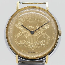 デッドストック級 エスカ 18K 手巻 ゴールド文字盤 コインウォッチ メンズ腕時計 NSY11230ABC 3771900 3OKT