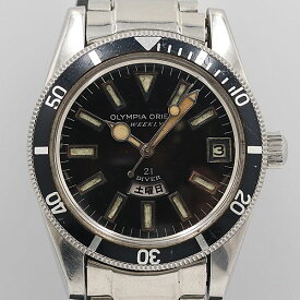 デッドストック級 稼働 オリエント 0-18639A オリンピアオリエント ウィークリー 黒文字盤 手巻 メンズ腕時計 OGH 9162ABC2000000