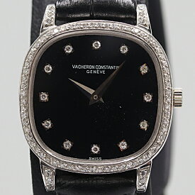 デットストック級 稼働 ヴァシュロン・コンスタンタン メッシュドール 黒 K18WG 手巻 ダイヤ付レディース腕時計 0397320 2SGT ABC 15636