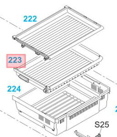 Panasonic　パナソニック冷蔵庫用　冷凍室中段ケース部品コード：ARBHCD800050（画像：223番のみ）