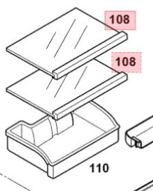 Panasonic　パナソニック冷蔵庫用　ガラストレイ(冷蔵室)部品コード：ARBHTB200200（画像：108番のみ）1枚入り