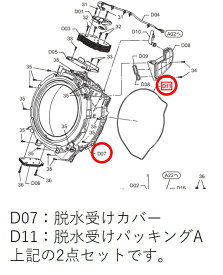 Panasonic　パナソニック　洗濯乾燥機用　脱水受けカバー・脱水受けパッキングA部品コード：AXW3224-8RT0+AXW1246-8RT0　返品不可