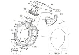 Panasonic　パナソニック　洗濯乾燥機用　脱水受けカバー・脱水受けパッキングA部品コード：AXW3224-9CW0・AXW1246-8RT0　《図：D07,D12》