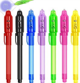 透明インクのスパイペン 7色 インビジブルインクペン スパイペン UV光 マーキングペン 不可視インク 文房用品 秘密のメッセージ クリスマス ハロウィン イースター グッディーバッグ