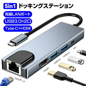y5in1hbLOXe[V4KHDMILLanz5in1 nu LAN Type-C HDMI USB3.0×2 PD hbLOXe[V 4K 掿  f[^] ϊ A_v^[ A~ {fB p\R PC L C^