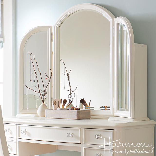 人気新品入荷 鏡 ミラー 三面鏡 卓上 白 ホワイト 高級 化粧台 鏡台