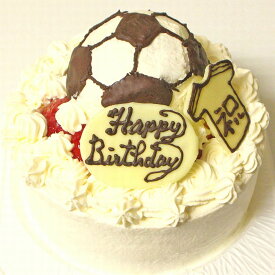 サッカーボールケーキ6号 送料込 フルーツケーキ いちごケーキ マンゴーケーキ 選択 誕生日 バースデーケーキ 生デコ サッカーボールの立体デコレーションケーキ