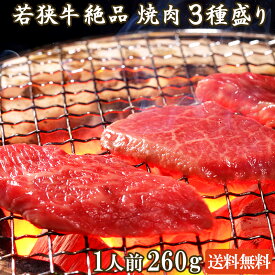 若狭牛 絶品 焼肉 3種盛り 260g A4 A5等級 1人前【父の日 バーベキュー BBQ 肉の日 焼肉セット 食べ比べ 焼き肉 お肉 牛肉 国産 和牛 ギフト 食べ物 お取り寄せ グルメ お祝い 肉 内祝い】