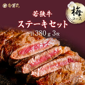 若狭牛 ステーキセット 梅コース 380g【送料無料】 卒業祝い 入学祝い 進学祝い 就職祝い BBQ バーベキュー 食べ比べ 肉 ギフト モモ 霜降り 赤身 お肉 牛肉 和牛 お取り寄せ グルメ 贈り物 贈答 内祝い 柔らかい モモ サーロイン