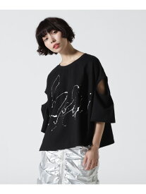 KMRii/ケムリ/別注Open Sleeve Cut ROYAL FLASH ロイヤルフラッシュ トップス カットソー・Tシャツ ブラック ホワイト【送料無料】[Rakuten Fashion]