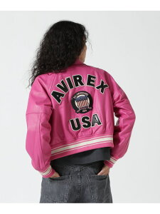 sWOMAN/cXtLIGHT SIGNATURE VARSITY JACKET AVIREX ABbNX WPbgEAE^[ C_[XWPbg ubN sNyz[Rakuten Fashion]
