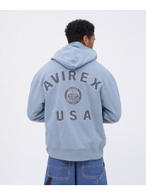 【SALE／20%OFF】VARSITY LOGO ZIP SWEAT PARKA NYC / ジップ スウェット パーカー AVIREX アヴィレックス トップス パーカー・フーディー ベージュ グレー ブルー【RBA_E】【送料無料】[Rakuten Fashion]