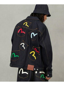 EVISU/�G���B�X/Seagull Print and Multi-Pocket Relax Fit Denim Jacket LHP �G���G�C�`�s�[ �W���P�b�g�E�A�E�^�[ �u���]���E�W�����p�[ �u���[�y���������z[Rakuten Fashion]