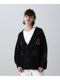 SCRIBBLING KNIT CARDIGAN/ スクリブリング ニットカーディガン AVIREX アヴィレックス トップス カーディガン ブラック ホワイト【送料無料】[Rakuten Fashion]