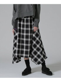 WAFFLE OMBRE CHECK IRREGULAR SKIRT/ワッフルオンブレチェック イレギュラースカート AVIREX アヴィレックス スカート その他のスカート ブラック【送料無料】[Rakuten Fashion]