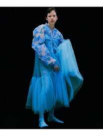 MAISON SPECIAL/メゾンスペシャル/Tulle Shirring Gathered Dress ROYAL FLASH ロイヤルフラッシュ ワンピース・ドレス ワンピース ブルー ブラック【送料無料】[Rakuten Fashion]