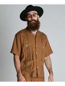 LINEN GUAYABERA SHIRT/���l�� �L���[�o�V���c Schott �V���b�g �g�b�v�X �V���c�E�u���E�X �u���b�N �J�[�L�O���[�� �x�[�W���y���������z[Rakuten Fashion]