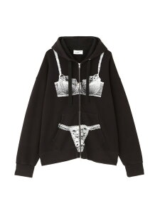 VAQUERA/���@�P��/WOMEN TROMPE L`OEIL ZIP HOODIE LHP �G���G�C�`�s�[ �g�b�v�X �p�[�J�[�E�t�[�f�B�[ �u���b�N�y���������z[Rakuten Fashion]