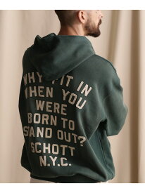 【SALE／30%OFF】WEB LIMITED/HOODED SWEAT LETTERING SCHOTT/レタリング ショット パーカー Schott ショット トップス パーカー・フーディー グリーン ブラック レッド【RBA_E】【送料無料】[Rakuten Fashion]