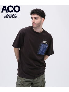 �ySALE�^20%OFF�z�sCROSSOVER�tDENIM POCKET T-SHIRT / �N���X�I�[�o�[ �f�j�� �|�P�b�g T�V���c / AVIREX AVIREX �A���B���b�N�X �g�b�v�X �J�b�g�\�[�ET�V���c �O���[�� �u���b�N �z���C�g�yRBA_E�z�y������