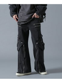 DankeSchon/ダンケシェーン/11ozD ZIP POCKET FLARE CARGO PANTS LHP エルエイチピー パンツ その他のパンツ ブラック グレー【送料無料】[Rakuten Fashion]