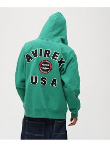 VARSITY LOGO SWEAT ZIP UP PARKA /�o�[�V�e�B ���S �X�E�F�b�g �W�b�v�A�b�v �p�[�J�[ AVIREX �A���B���b�N�X �g�b�v�X �p�[�J�[�E�t�[�f�B�[ �z���C�g �u���b�N �O���[�� �I�����W �J�[�L�O���[���y��