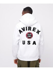 VARSITY LOGO SWEAT ZIP UP PARKA /バーシティ ロゴ スウェット ジップアップ パーカー AVIREX アヴィレックス トップス パーカー・フーディー ホワイト ブラック グリーン オレンジ カーキグリーン【送料無料】[Rakuten Fashion]