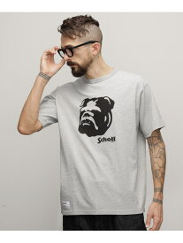 【SALE／30%OFF】HEATHER T-SHIRT "STENCIL BULLDOG"/ヘザーTシャツ "ステンシル ブルドッグ Schott ショット トップス カットソー・Tシャツ グレー ネイビー ベージュ【RBA_E】【送料無料】[Rakuten Fashion]