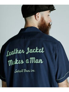 BOWLING SS SHIRT'LEATHER JACKET MAKES A MAN/�{�[�����OSS�V���c Schott �V���b�g �g�b�v�X �V���c�E�u���E�X �u���b�N �l�C�r�[�y���������z[Rakuten Fashion]
