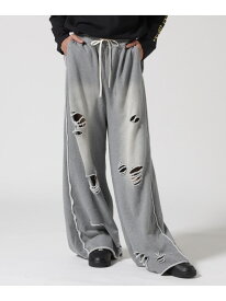 DankeSchon/DAMEGE SWEAT WIDE PANTS LHP エルエイチピー パンツ その他のパンツ グレー ブラック【先行予約】*【送料無料】[Rakuten Fashion]