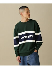 【SALE／40%OFF】PANELLED BORDER LOGO KNIT / パネル ボーダー ロゴ ニット AVIREX アヴィレックス トップス ニット グリーン グレー【RBA_E】【送料無料】[Rakuten Fashion]