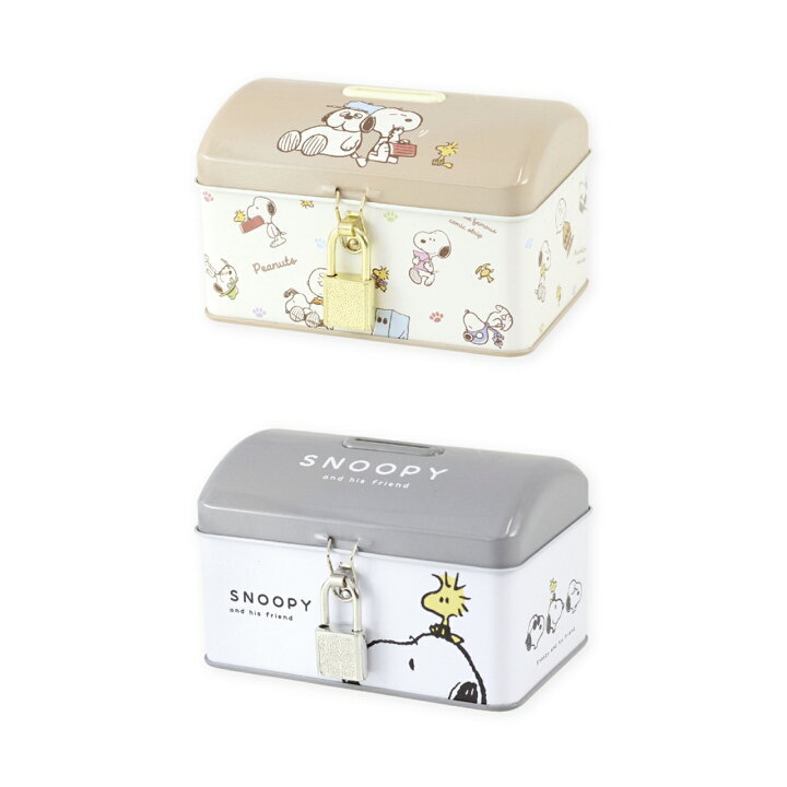 楽天市場】スヌーピー バンク 貯金箱 キャラクター缶バンク 鍵付き缶 