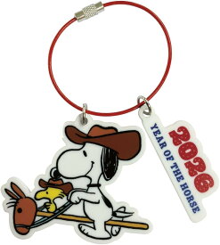スヌーピー 干支 アクリル 2連キーホルダー 　メール便なら何個でも￥220で全国へ 　2026 午年 キーホルダーSNOOPY 　ねつけ ストラップ 縁起 グッズ 通販 ピーナッツ 受験 ウマ えと エト うま 馬 令和 8年 牛久保工芸 SN-410