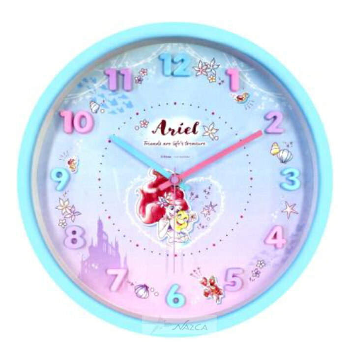 楽天市場 ディズニー アリエル 時計 壁掛け時計 アイコンウォールクロック キャラクター時計 アルカリ電池サービス リトルマーメイド アナログ表示 連続秒針 壁掛時計 通販 グッズ キャラクター 子供部屋 新築祝い 引越し祝い ティーズファクトリー Usプラザ