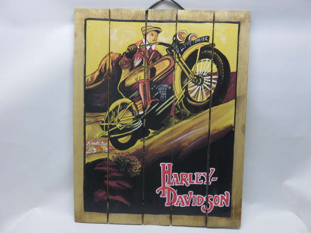Ｈａｎｄ オーバーのアイテム取扱☆ ｍａｄｅです 板絵 海外アーティストハンドメイド作品 パネル画 Davidson Harley ビンテージハーレー バイク絵 マーケット