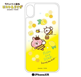 オイルイン・ラメ入りスマホケース【ミツバチ】 iPhone10R：グリッターケース：カナヘイの小動物 kanaheis small animals