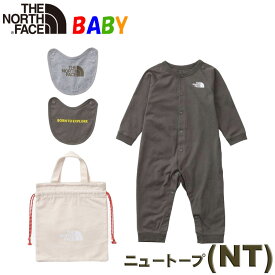 ノースフェイス ベビー【70-80cm】長袖ロンパース＆2Pビブ ギフトセット North Face【オーガニックコットン男の子女の子おしゃれアウトドアブランドかわいい】