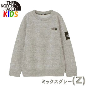 ノースフェイス キッズ【100-150cm】長袖スクエアロゴクルー North Face スウェットシャツ トレーナー 男の子女の子 未就学児 小学生 おしゃれアウトドアブランド