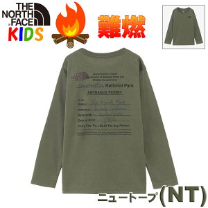 超P祭 ザ・ノース・フェイス キッズ【100-150cm】長袖Tシャツ ファイヤーフライ North Face【難燃素材 焚火 キャンプ用 男の子 女の子 アウトドアブランド かっこいい】