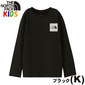 超P祭 ザ・ノース・フェイス キッズ【100-150cm】長袖Tシャツ オーガニックコットン使用 スモールスクエアロゴ North Face 男の子女の子おしゃれアウトドアブランド