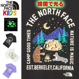 ノースフェイス キッズ Tシャツ【100-150cm】ルミナスキャンプグラフィック North Face【蓄光プリント 男の子女の子 オーガニックコットン使用 おしゃれアウトドアブランド】