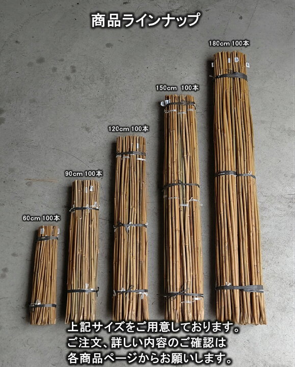 楽天市場】女竹 150cm 100本 農業用、園芸用の支柱として幅広くご利用  