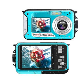 2022デジカメ 防水 防水カメラ 2.7K デジカメ 水中カメラ デジタルカメラ 予備スポーツカメラ デュアルスクリーン 4800万画素数