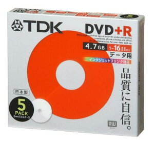TDK �f�[�^�pDVD+R ���{�� 1-16�{�� �C���N�W�F�b�g�v�����^�Ή��i�z���C�g�j 5���p�b�N D+R47PWC5S