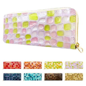 ラウンド型 ペンケース 本革 薄型 コンパクト スリム 筆箱 ペン入れ 筆入れ シンプル ステーショナリー 牛革 型押し エナメル レザー ちょっと上品なステンドグラス