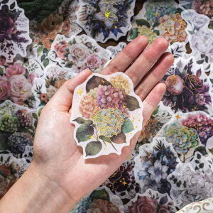 Alideco 240枚 フレーク シール ステッカーコラージュ 素材 ペーパー 素材紙 かわいいレトロ 花、植物、動物、レース、蝶 耐水性 韓国 シール帳 ,メモ用紙ノート素材 ブランド (huaxiangxieyi)