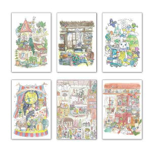 |XgJ[h A[g6Zbg 킢݂ 100×150mm  Xւ͂ bZ[WJ[h RNV {