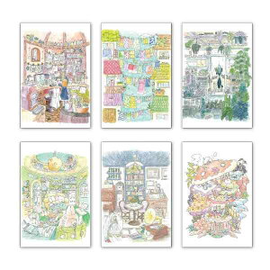 |XgJ[h A[g6Zbg 킢݂ 100×150mm  Xւ͂ bZ[WJ[h RNV {